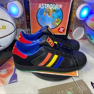 adidas superstar black and rainbow